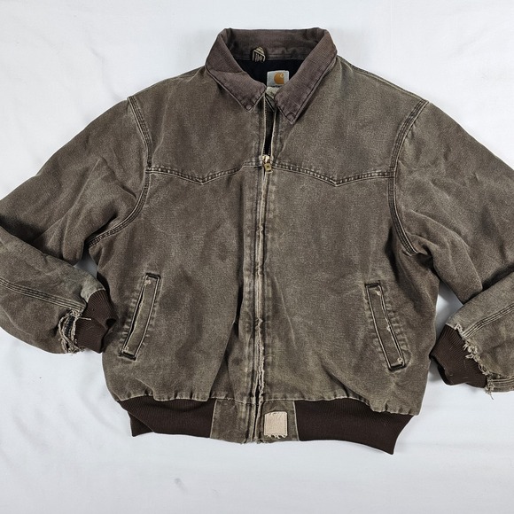 Carhartt Santa Fe J14 CHT Jacket Faded Brown Thrashed Vintage Mens XL